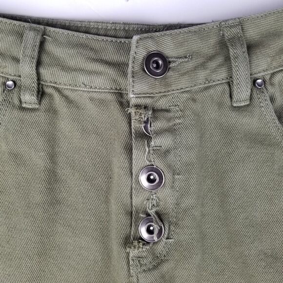 Women's A Loves A Anthropologie Distressed CutOff Denim Shorts Sz28 Olive Green - Picture 5 of 11